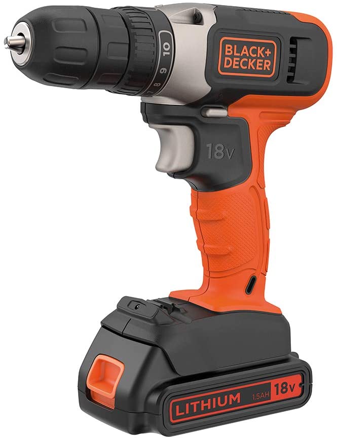 Black+Decker, 18V 1 Speed Drill Driver & 1*1AH Battery, BCD001C1