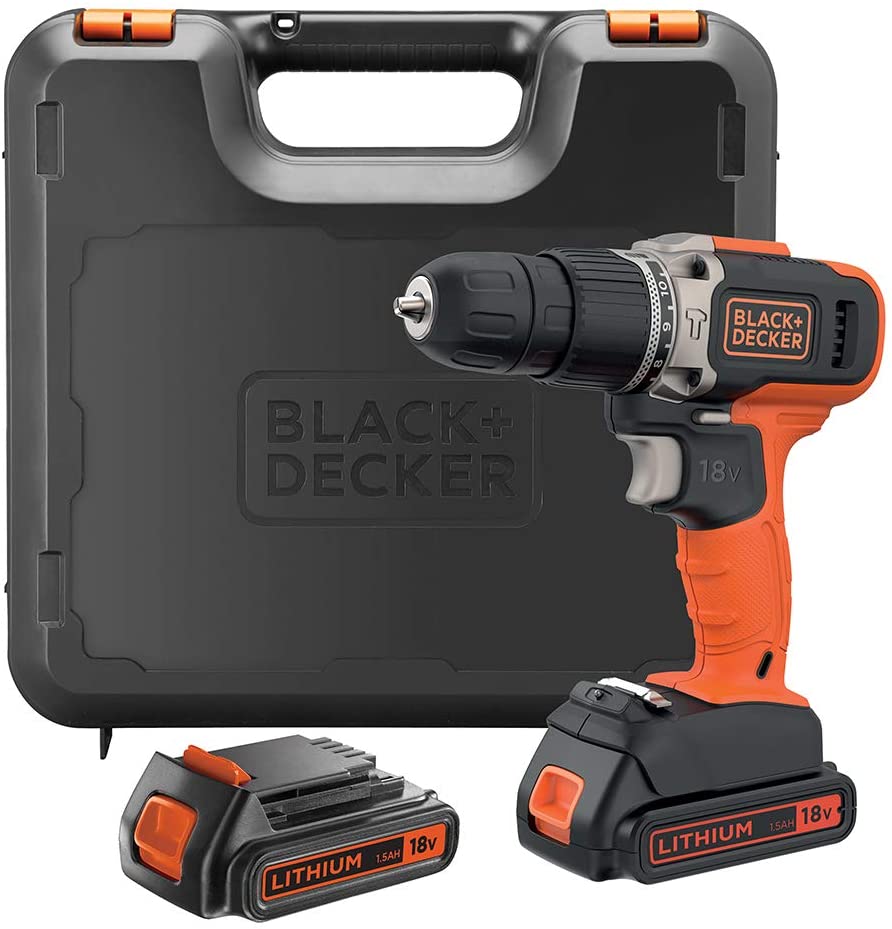 Black+Decker, 18V Lithium-ion Drill Driver with a 1.5Ah Battery 650RPM Combi hammer, BCD003C2KGB