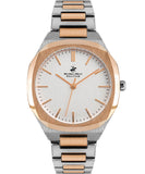 Beverly Hills Polo Club  Men's Analog Watch, White Dial Stainless-Steel Two-Tone Rose Gold Strap, BP3023X.530