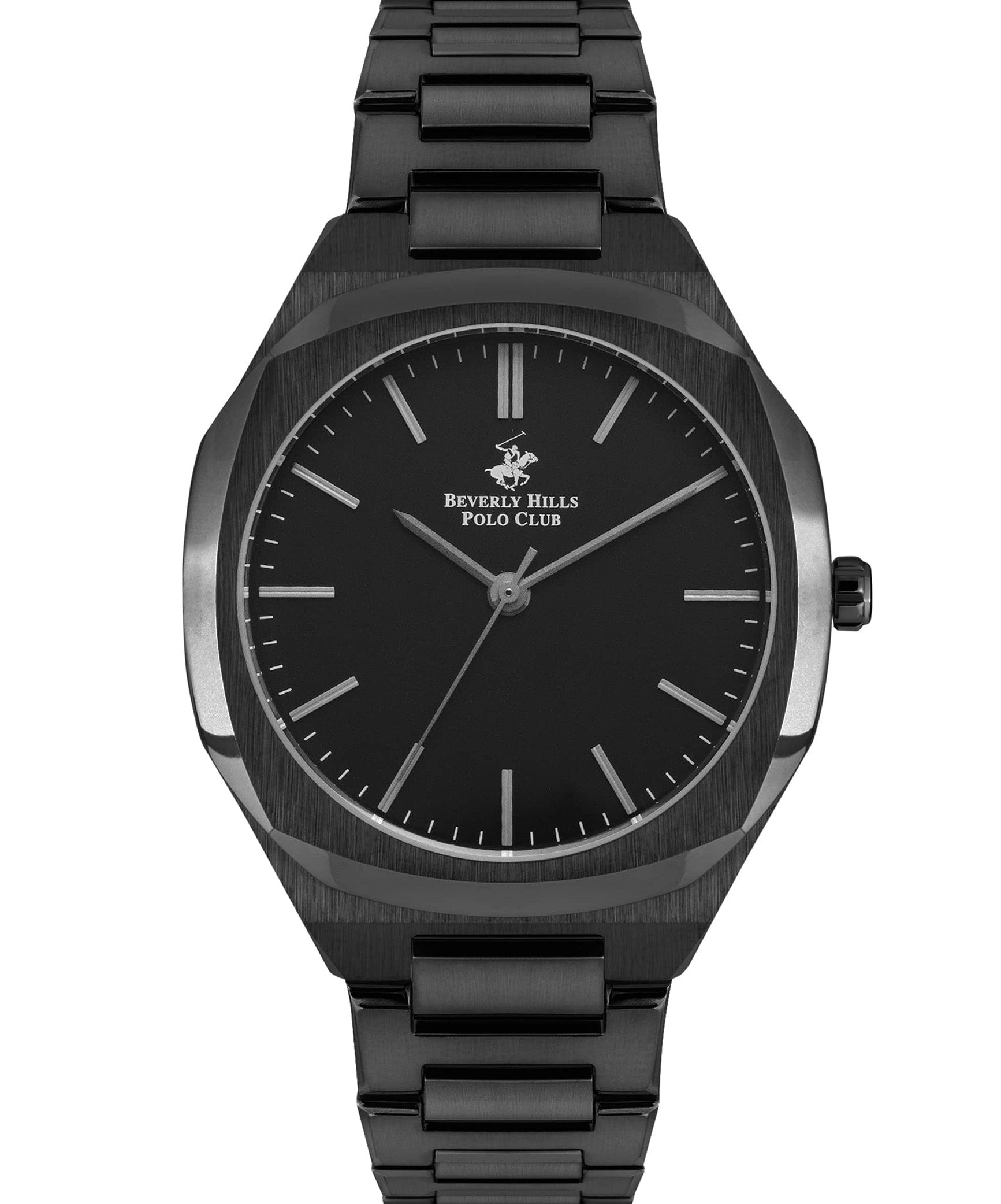 Beverly Hills Polo Club  Men's Analog Watch, Black Dial Stainless Steel Black Strap, BP3023X.650