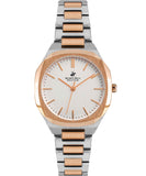 Beverly Hills Polo Club  Women's Analog Watch, White Dial Stainless-Steel Two-Tone Rose Gold Strap, BP3024X.530