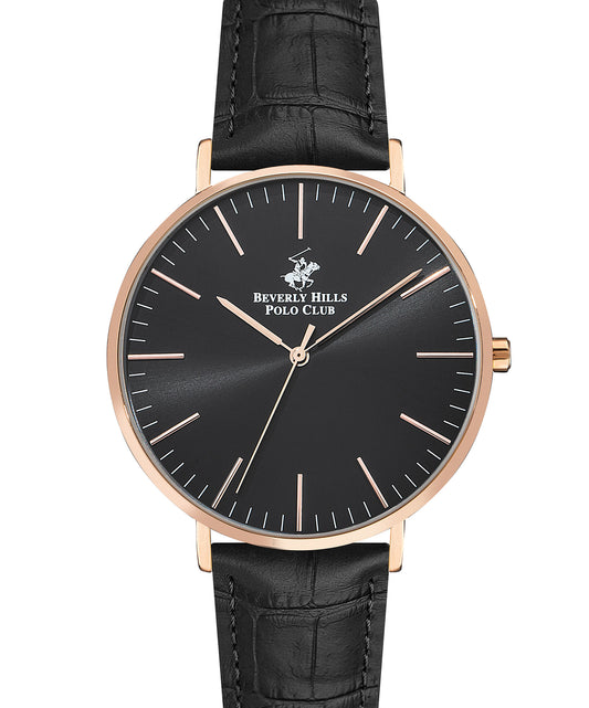 Beverly Hills Polo Club, Men's, Analog Watch, Black Dial, with Leather Band, BH-BP3129X.451