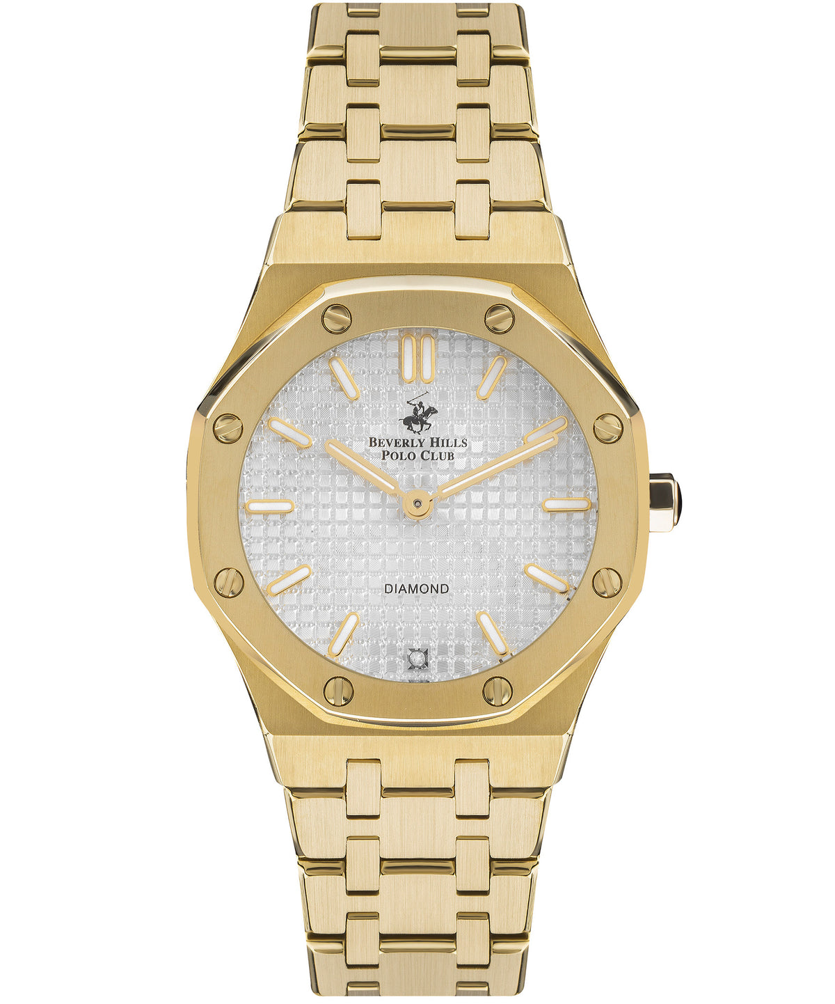 Beverly Hills Polo Club  Women's Watch, Silver Dial & Gold Stainless Steel Strap, BP3161X.130