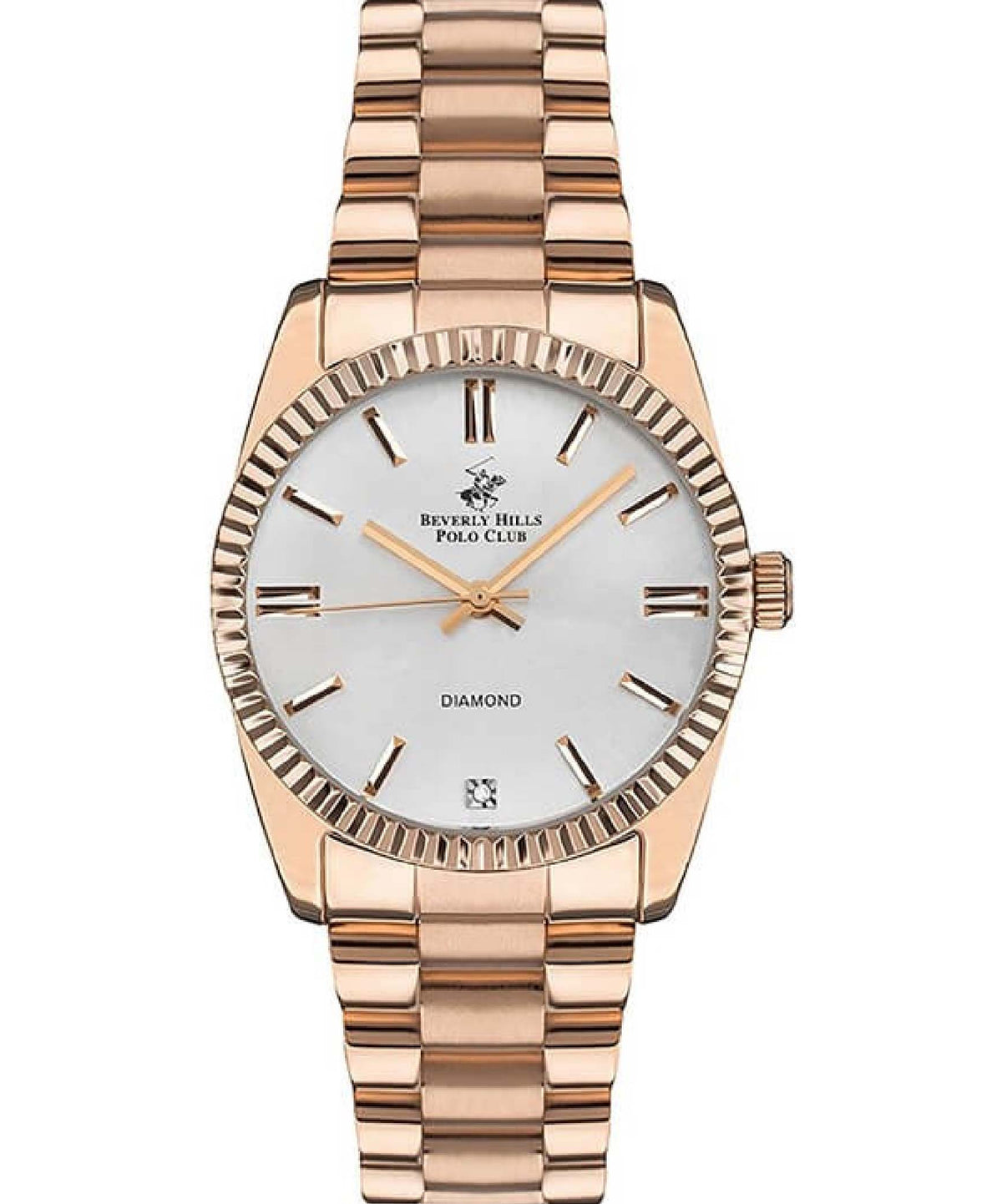 Beverly Hills Polo Club  Women's Watch, Rose Gold, Stainless Steel Strap, White Dial, BP3172C.430