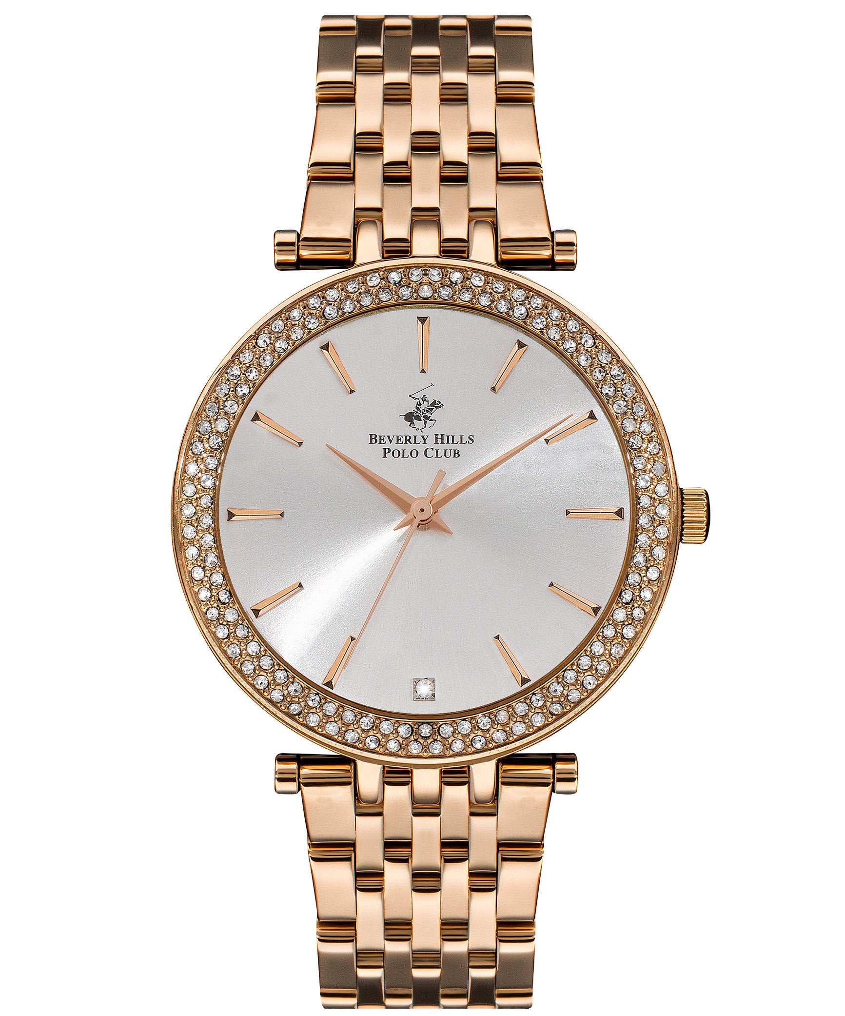 Beverly Hills Polo Club  Women's Watch, Silver Dial & Rose Gold Metal Strap, BP3183C.430