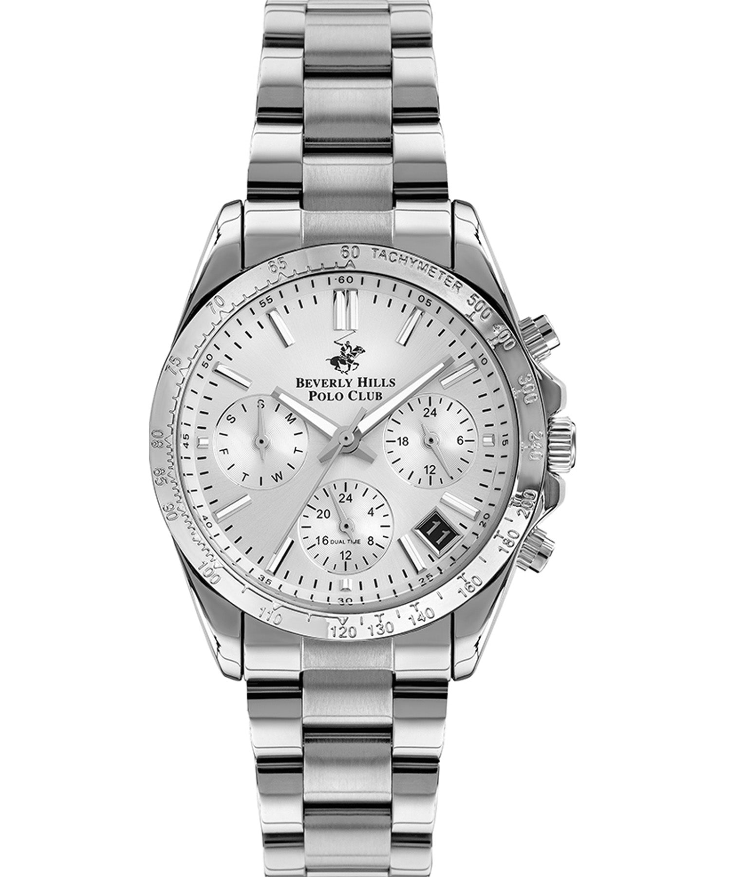 Beverly Hills Polo Club  Women's watch,Silver Dial, Silver Stainless Steel Strap Wrist Watch, BP3204C.330