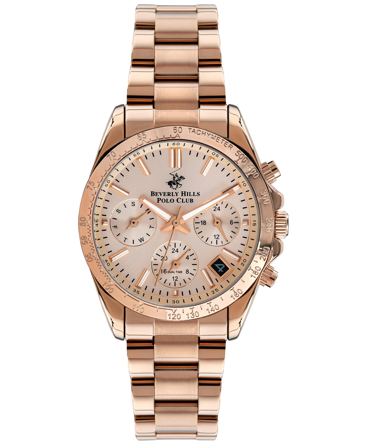 Beverly Hills Polo Club  Women's Analog Watch, Rose Gold Dial & Rose Gold Stainless Steel Strap, BP3204C.410