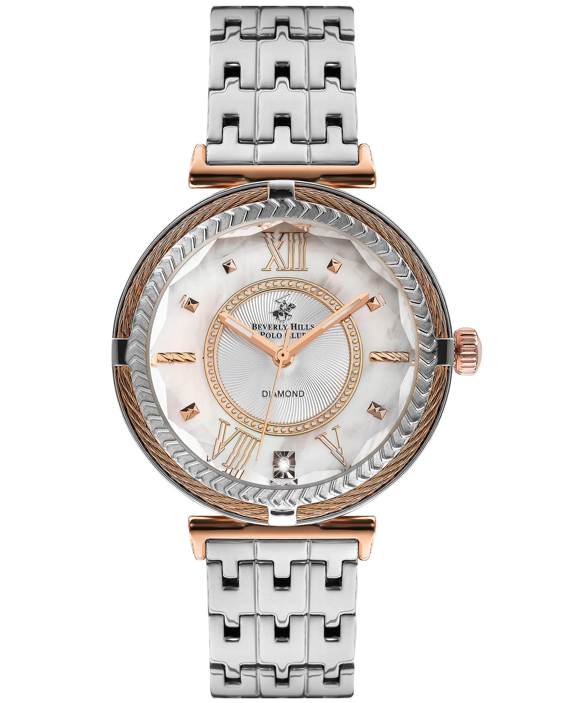 Beverly Hills Polo Club  Women's Analog Watch, White Dial & Silver Stainless Steel Strap, BP3222X.520