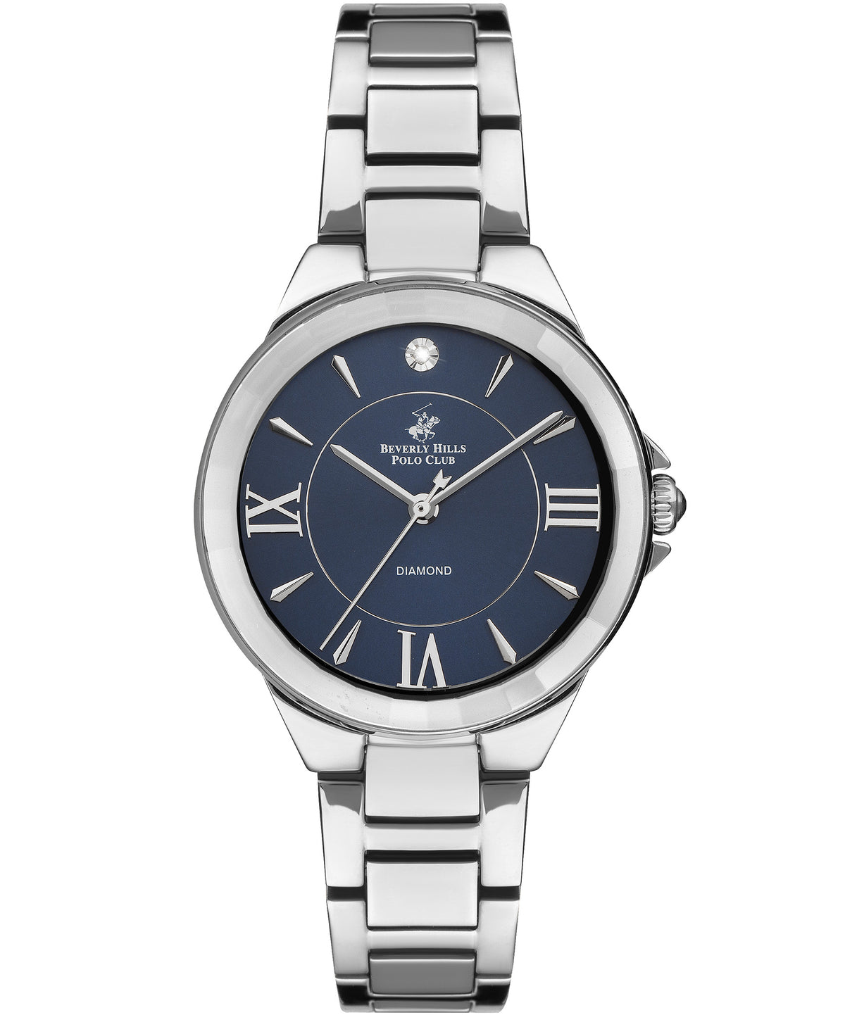 Beverly Hills Polo Club  Women's Analog Watch, Dark Blue Dial & Silver Metal Strap, BP3228X.390