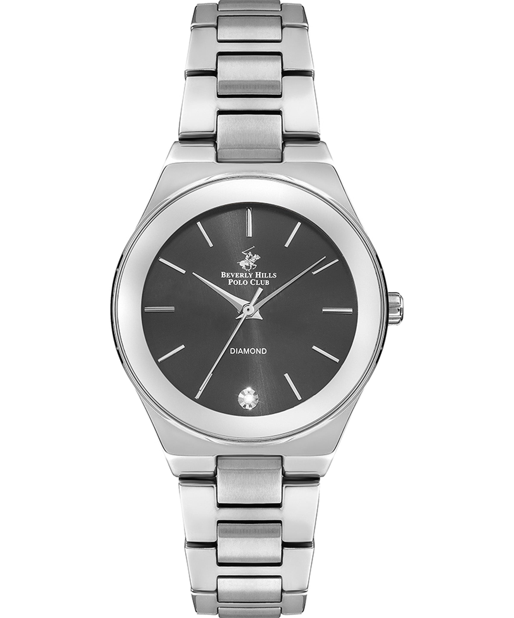 Beverly Hills Polo Club  Women's Analog Watch, Black Dial & Silver Stainless Steel Strap, BP3229X.350