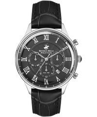 Beverly Hills Polo Club  Men's Analog Watch, Black Dial & Black Leather Strap, BP3238X.361