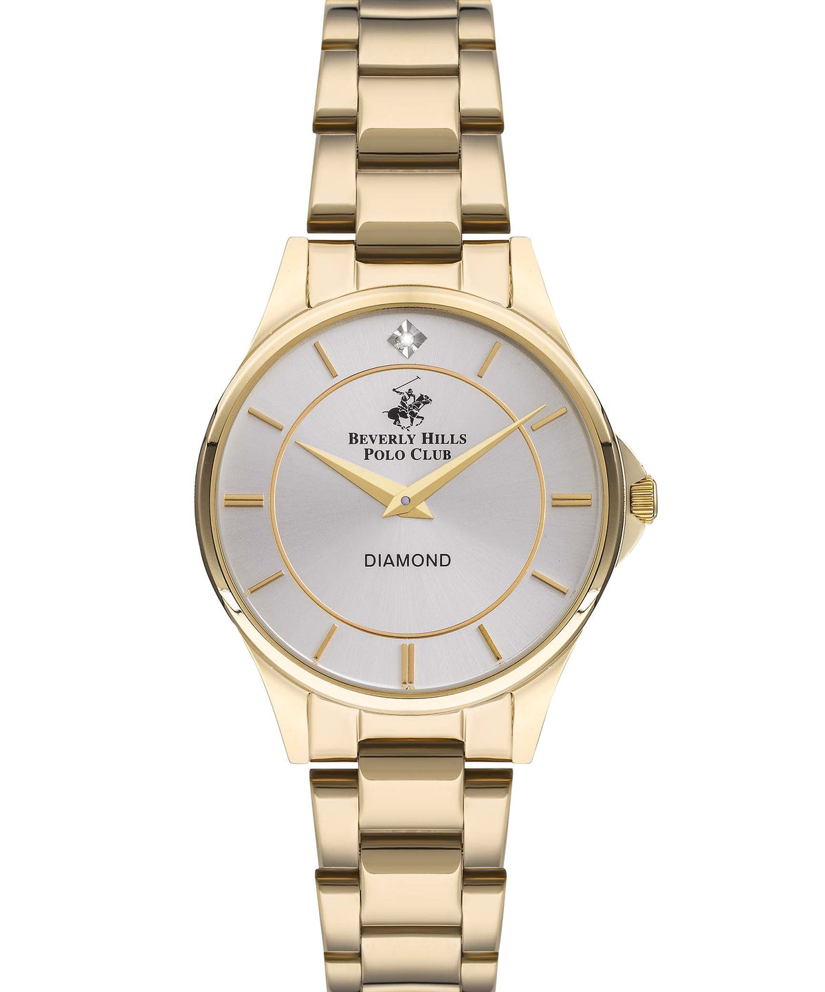 Beverly Hills Polo Club  Women's Watch, Talia Diamond, Golden Stainless Steel Strap, Silver Dial, BP3241X.130