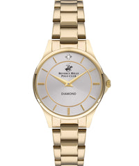 Beverly Hills Polo Club  Women's Watch, Talia Diamond, Golden Stainless Steel Strap, Silver Dial, BP3241X.130