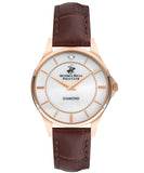 Beverly Hills Polo Club  Women's Analog Watch, White Dial & Brown Leather Strap, BP3243X.422