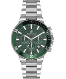 Beverly Hills Polo Club  Men's Analog Watch, Dark Green Dial & Silver Metal Strap, BP3247X.370