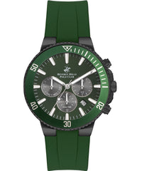 Beverly Hills Polo Club  Men's Analog Watch, Green Dial & Green Rubber Strap, BP3248X.657