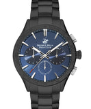 Beverly Hills Polo Club  Men's Analog Watch, Blue Dial & Black Stainless Steel Strap, BP3250X.690