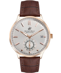 Beverly Hills Polo Club  Men's Analog Watch, White Dial & Brown Leather Strap, BP3260X.432