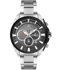 Beverly Hills Polo Club  Men's Analog Watch, Black Dial & Silver Stainless Steel Strap, BP3266X.350