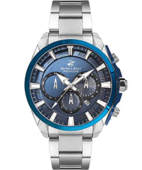 Beverly Hills Polo Club  Men's Analog Watch, Blue Dial & Silver Stainless Steel Strap, BP3266X.390