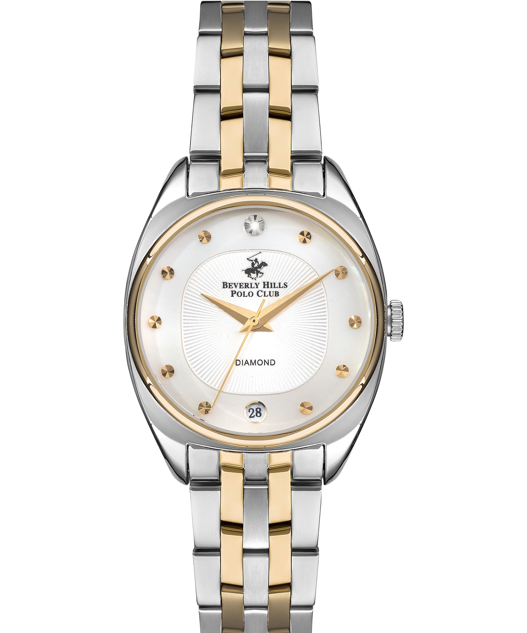 Beverly Hills Polo Club  Women's Analog Watch, White Dial, Silver & Gold Stainless Steel Strap, BP3270X.220