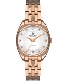Beverly Hills Polo Club  Women's Analog Watch, White Dial, Rose Gold Stainless Steel Strap, BP3270X.420
