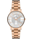 Beverly Hills Polo Club  Women's Analog Watch, Silver Dial & Rose Gold Stainless Steel Strap, BP3286X.430