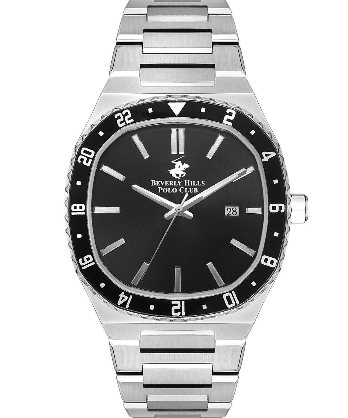 Beverly Hills Polo Club  Women's Watch, Black Dial & Silver Stainless Steel Strap, BP3296X.350