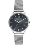 Beverly Hills Polo Club  Women's Analog Watch, Black Dial & Silver Mesh Strap, BP3299C.350