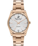 Beverly Hills Polo Club  Women's Analog Watch, Silver Dial & Rose Gold Stainless Steel Strap, BP3301X.430