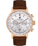 Beverly Hills Polo Club  Men's Watch, Silver Dial & Brown Leather Strap, BP3303X.432