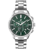 Beverly Hills Polo Club  Men's Watch, Green Dial & Silver Stainless Steel Strap, BP3304X.370