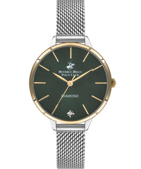 Beverly Hills Polo Club  Women's Analog Watch, Green Dial & Silver Stainless Steel Strap, BP3305X.270