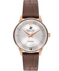 Beverly Hills Polo Club  Women's Analog Watch, Silver Dial & Brown Leather Strap, BP3310X.432