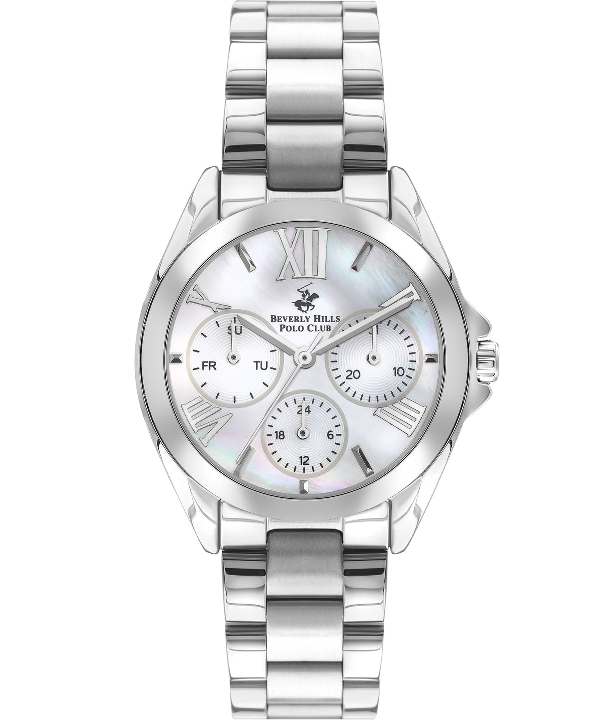 Beverly Hills Polo Club  Women's Analog Watch, White Dial & Silver Stainless Steel Strap, BP3313X.320