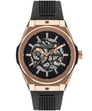Beverly Hills Polo Club  Men's Skeleton Watch, Black Dial & Black Rubber Strap, BP3315X.451