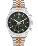 Beverly Hills Polo Club  Men's Watch, Green Dial & Two Tone Stainless Steel Strap, BP3316X.370