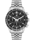 Beverly Hills Polo Club  Men's Watch, Black Dial & Silver Stainless Steel Strap, BP3316X.650