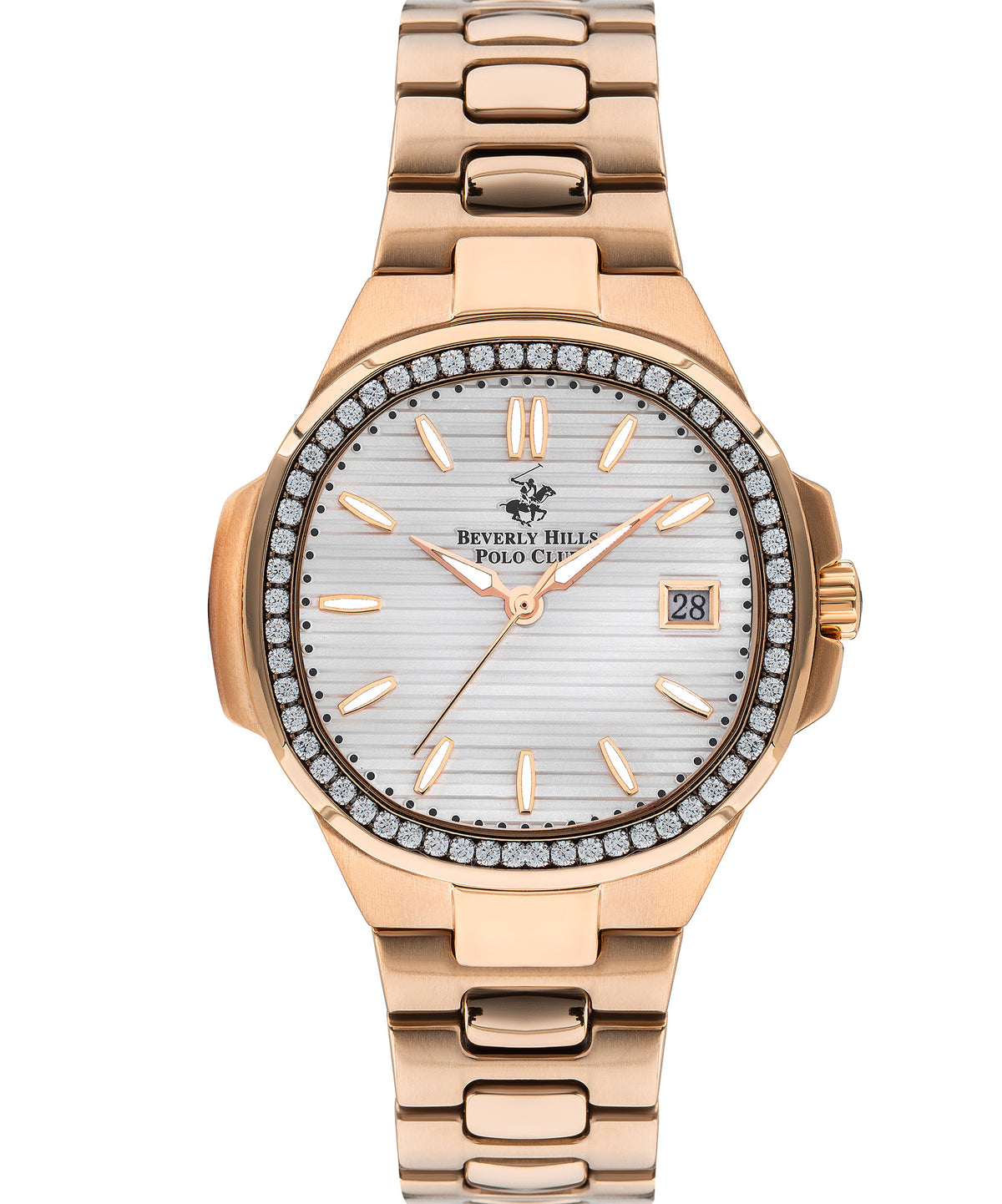 Beverly Hills Polo Club  Women's Analog Watch, Silver Dial & Rose Gold Stainless Steel Strap, BP3320X.430