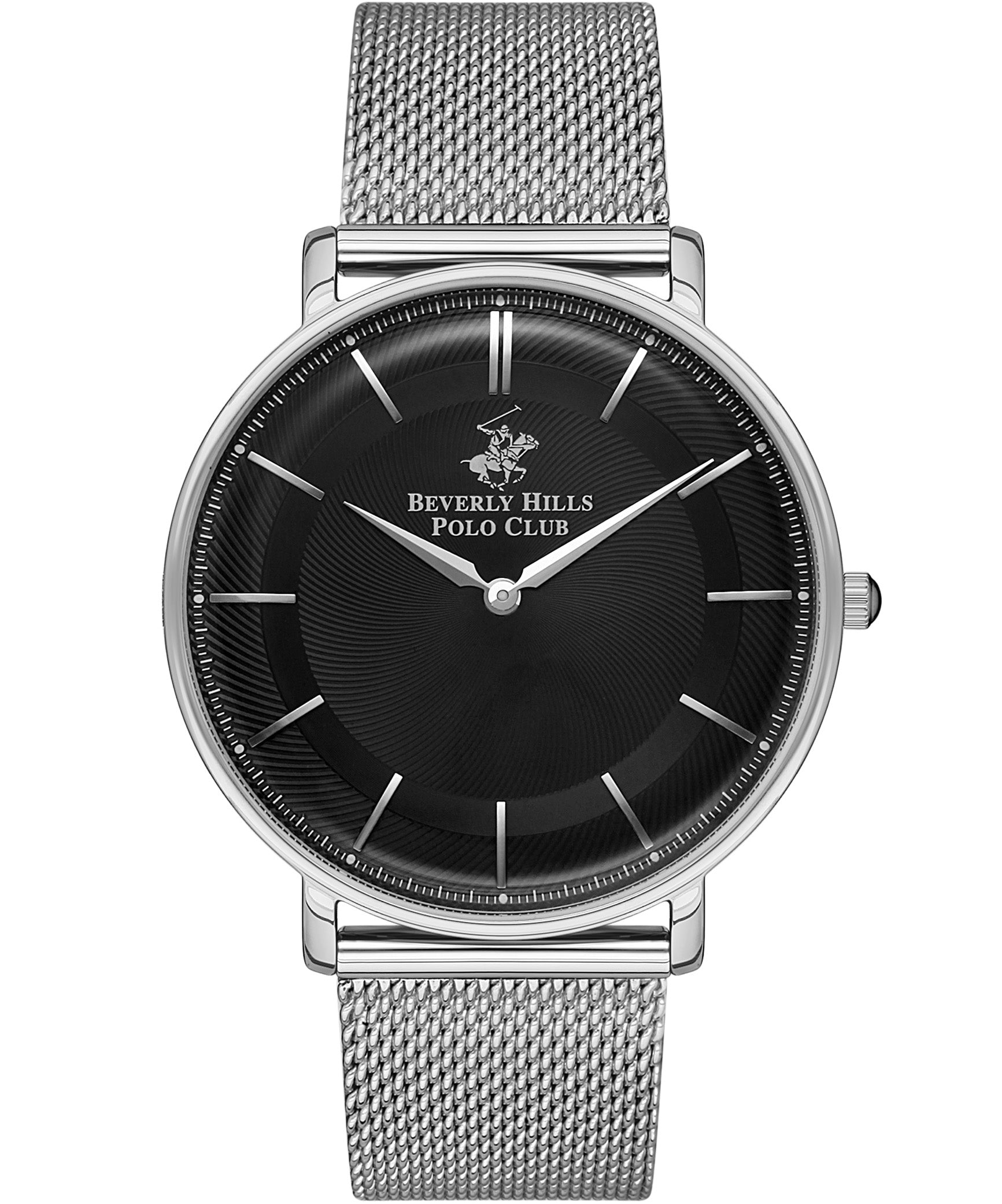 Beverly Hills Polo Club  Men's Watch, Black Dial &  Silver Stainless Steel Strap, BP3321X.350