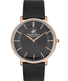 Beverly Hills Polo Club  Men's Watch, Black Dial & Black Leather Strap BP3322X.451