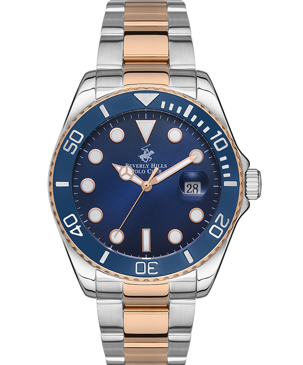 Beverly Hills Polo Club  Men's Watch, Blue Dial & Two Tone Stainless Steel Strap, BP3328X.590