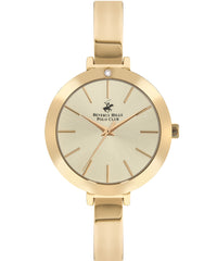 Beverly Hills Polo Club  Women's Analog Watch, Gold Dial & Gold Stainless Steel Strap, BP3331X.110