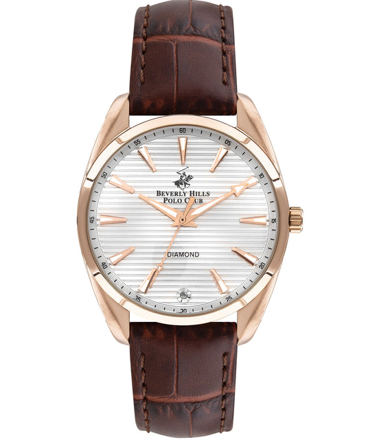 Beverly Hills Polo Club, Men's, Analog Watch, Silver Dial, with Leather Band, BH-BP3339X.430