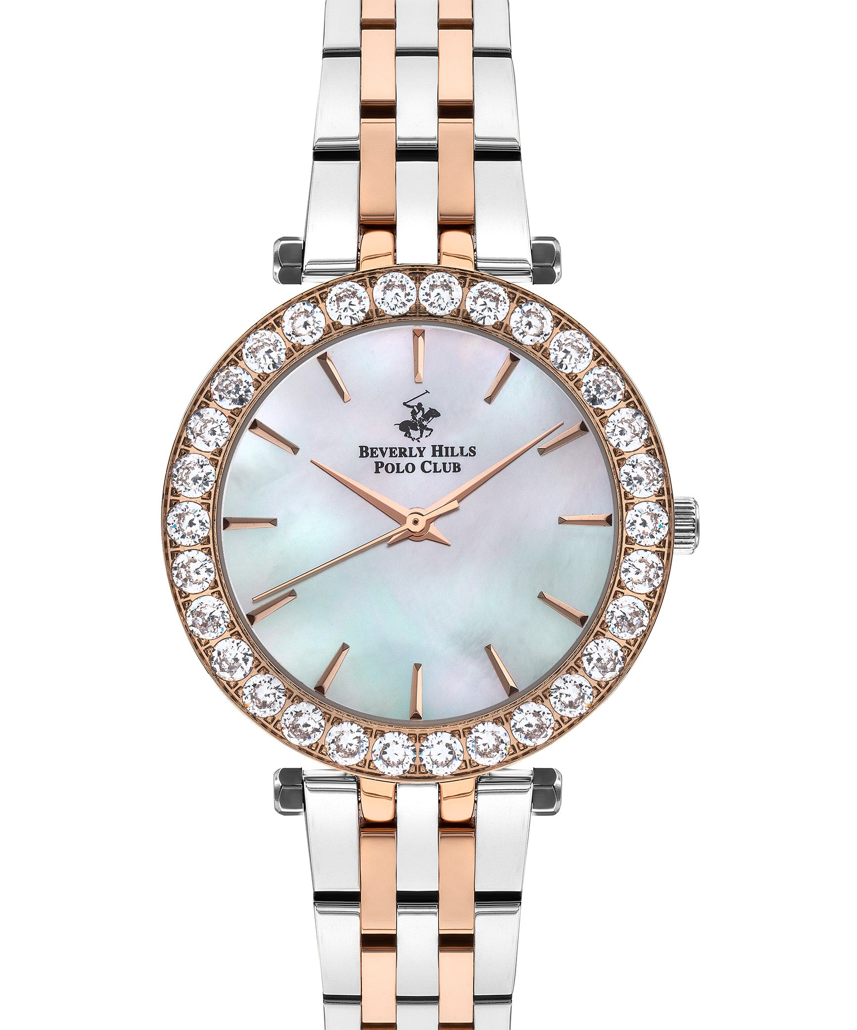 Beverly Hills Polo Club  Women's Analog Watch, Pearl Dial & Two Tone Stainless Steel Strap, BP3340C.520