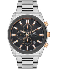 Beverly Hills Polo Club  Men's Watch, Black Dial & Silver Stainless Steel Strap, BP3344X.360