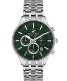 Beverly Hills Polo Club  Men's Watch, Green Dial & Silver Stainless Steel Strap, BP3346X.370