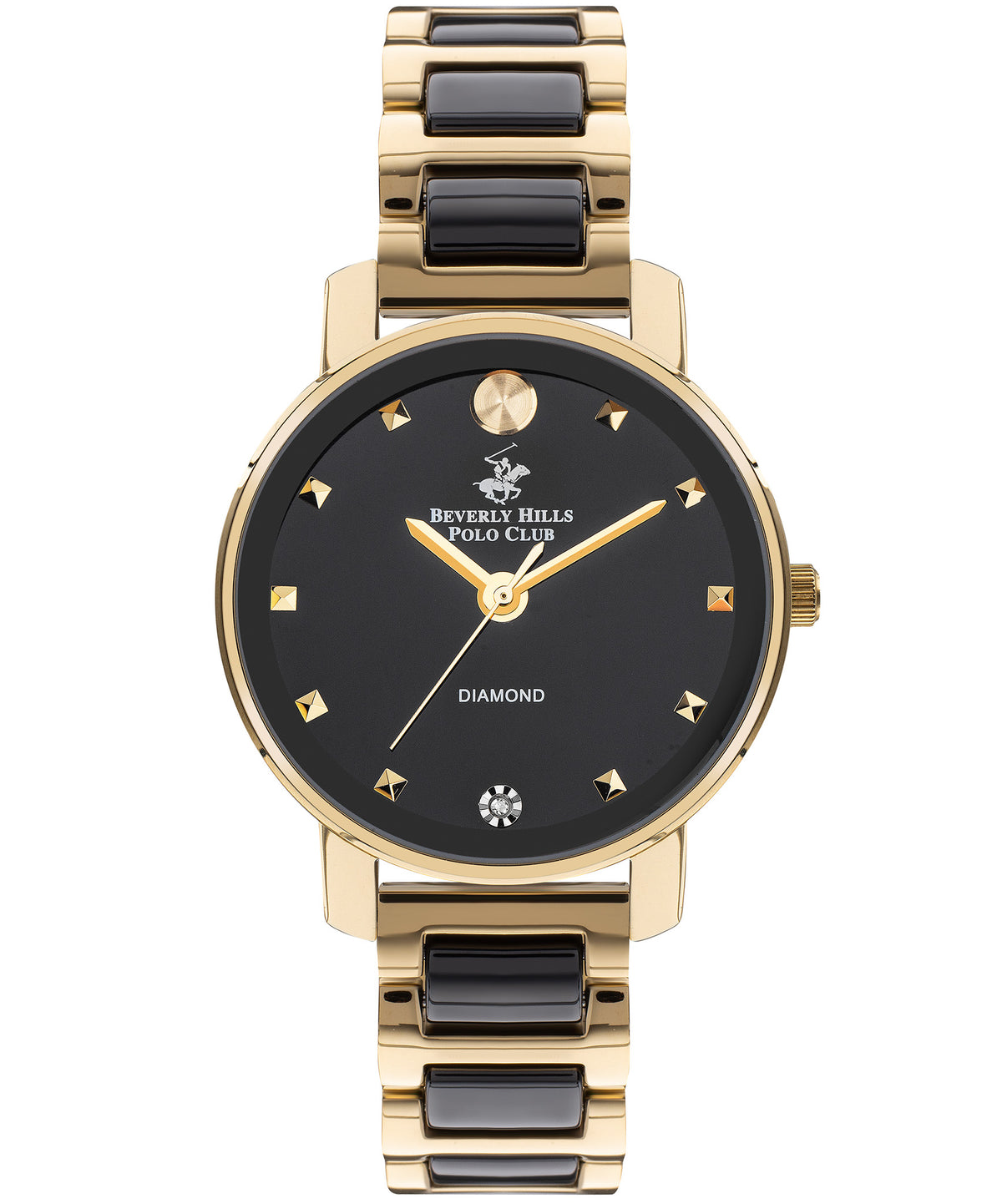 Beverly Hills Polo Club  Women's Analog Watch, Black Dial & Two Tone Stainless Steel Strap, BP3349X.150