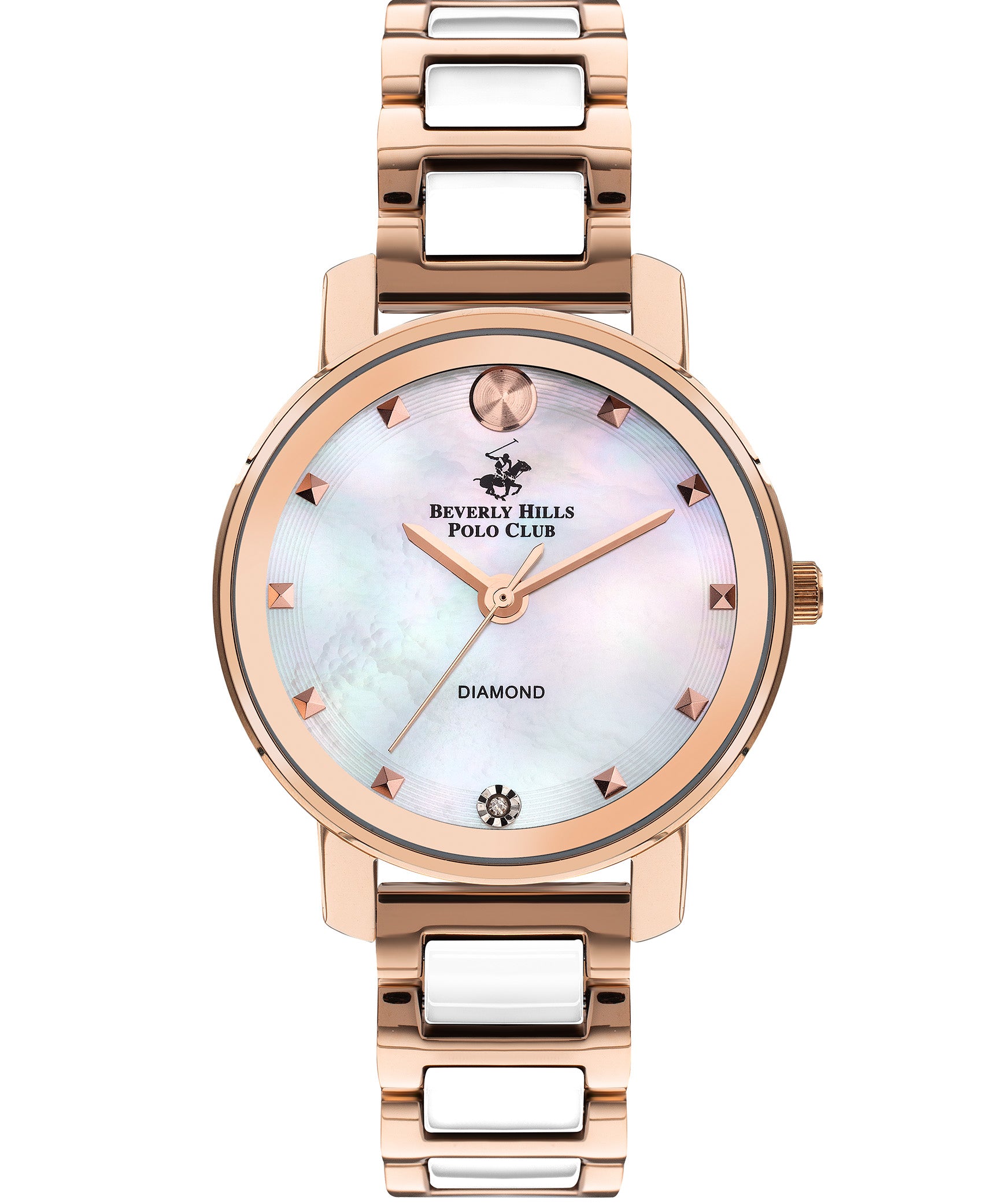 Beverly Hills Polo Club  Women's Analog Watch, Pearl Dial & Rose Gold Stainless Steel Strap, BP3349X.420