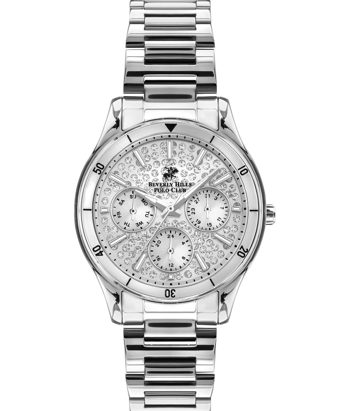 Beverly Hills Polo Club  Women's Analog Watch, Silver Dial & Silver Stainless Steel Strap, BP3350X.330